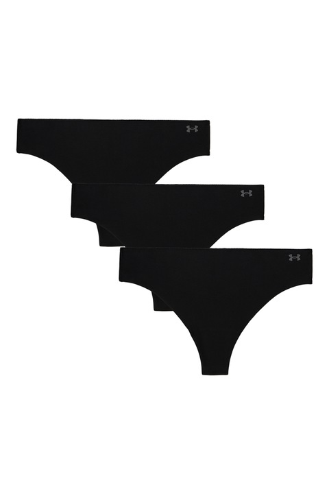 Under Armour, Set de chiloti tanga fara cusaturi Pure Strech - 3 perechi, Negru