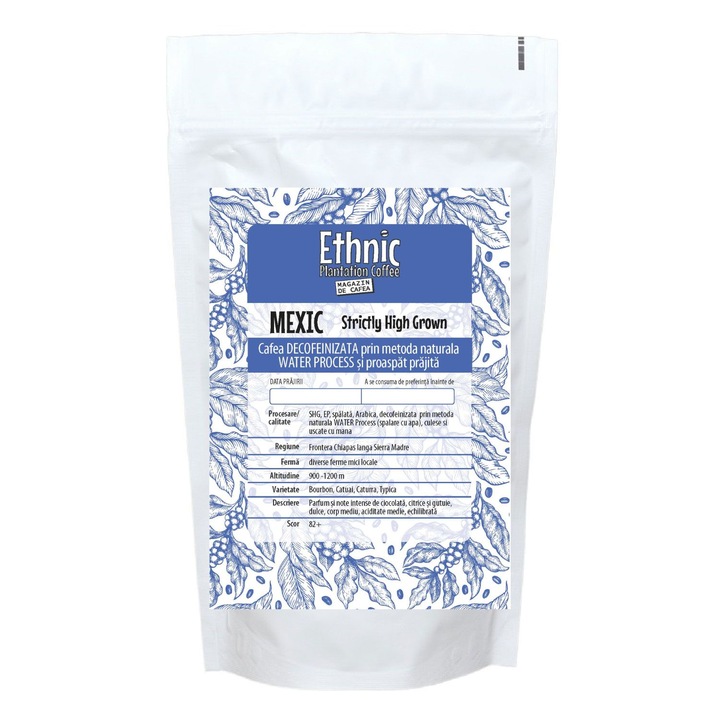 Cafea prajita si macinata MEXIC SHG ARABICA, decofeinizata natural, 1kg, Ethnic Plantation Coffee