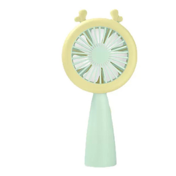 Ventilator electric portabil, USB, cu suport detasabil, 3 viteze, design usor, multicolor