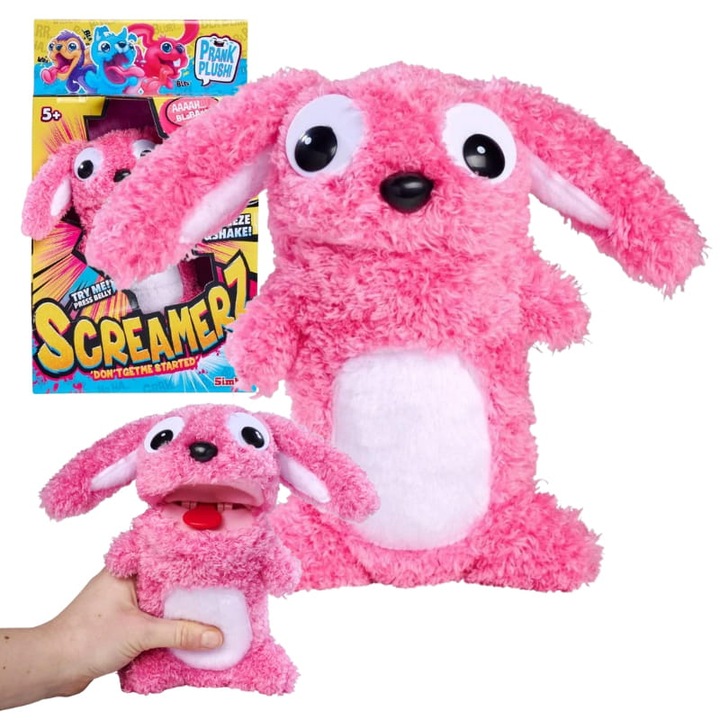 Mascota, Screamerz, Prank Bunny, Interactive, Scoate Sunete, Farse Vesele, Roz