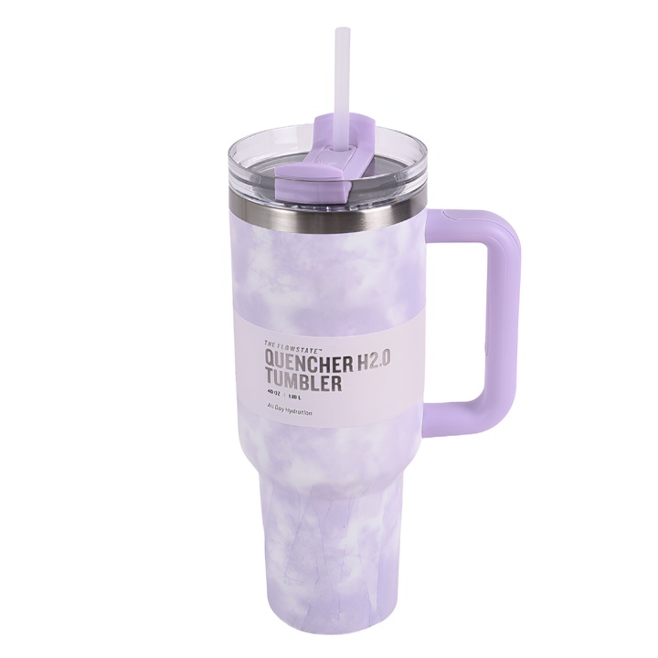 Stanley Quencher H2.0 Flowstate - ONSG® термос чаша от неръждаема стомана, изключителна издръжливост, ефективна изолация, ергономичен дизайн, първокласен материал, 1180 ml, градиентно лилаво