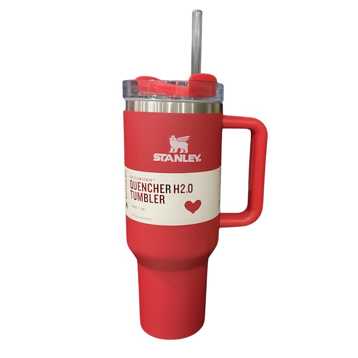 Stanley Quencher H2.0 Flowstate - ONSG® термос чаша от неръждаема стомана, изключителна издръжливост, ефективна изолация, ергономичен дизайн, първокласен материал, 1180 ml, червен