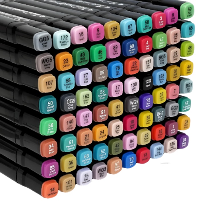 80 db-os marker készlet, Livoyn, többszínű, dupla végű