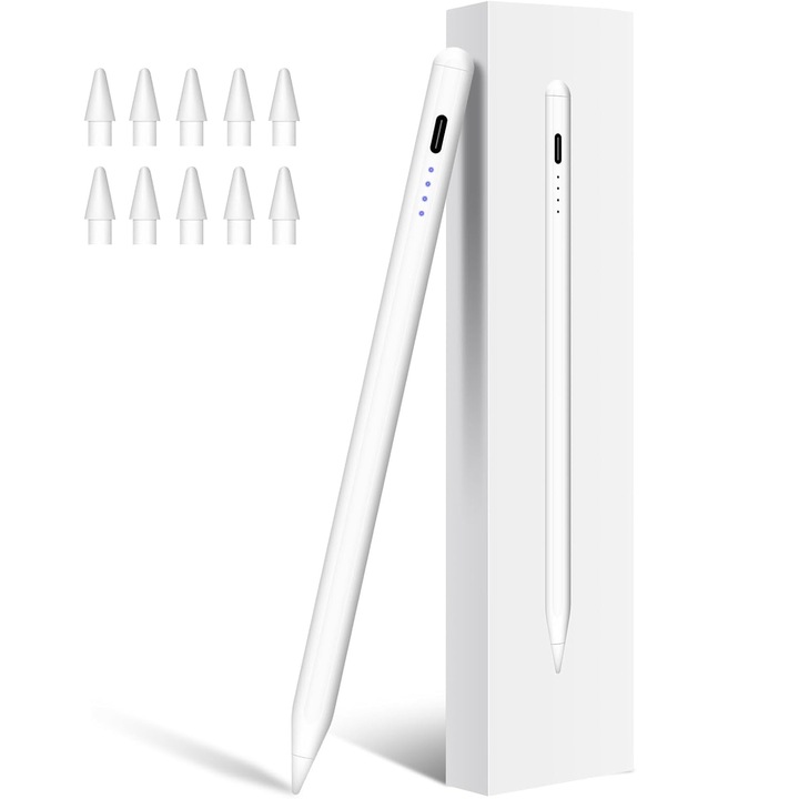 Stylus Pen Morovan, 1,5 mm, fehér, 16,5 cm, 10 darab cserevéget tartalmazó készlet