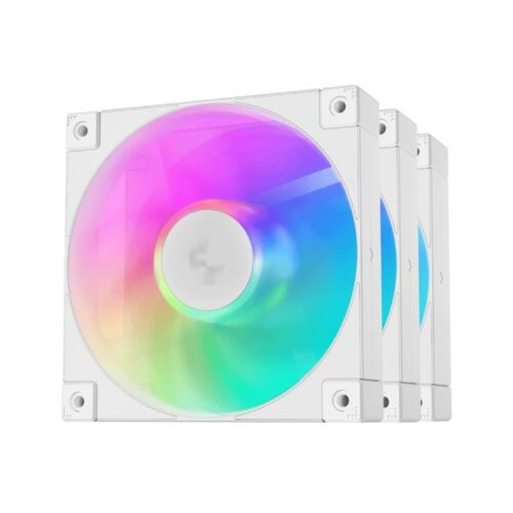 Комплект вентилатори, DeepCool FD12, Fan Pack 3-in-1 3x120mm, White, Addressable RGB