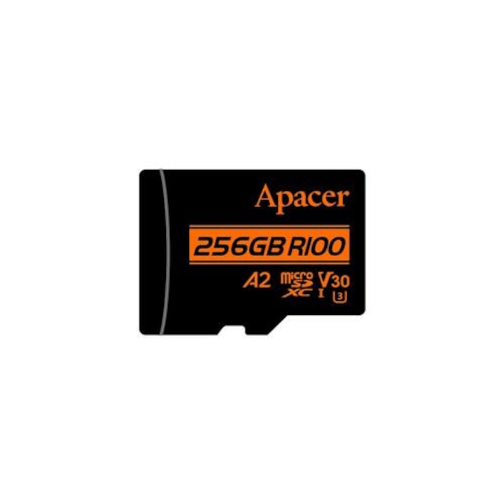 Карта с памет, Apacer AP256GMCSX10U8-R, 256GB, UHS-I U3 V30 A2 Class 10, microSDXC, Adapter