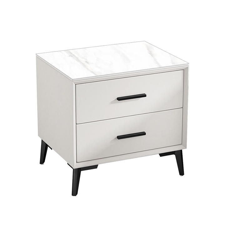 Нощно шкафче 2HOME, Мрамор, бяло, 37x45см