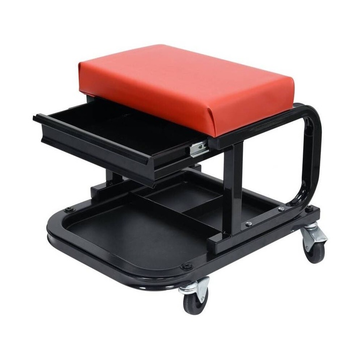 Taburet pentru atelier cu 4 roti, maxim 150kg, 1 sertar