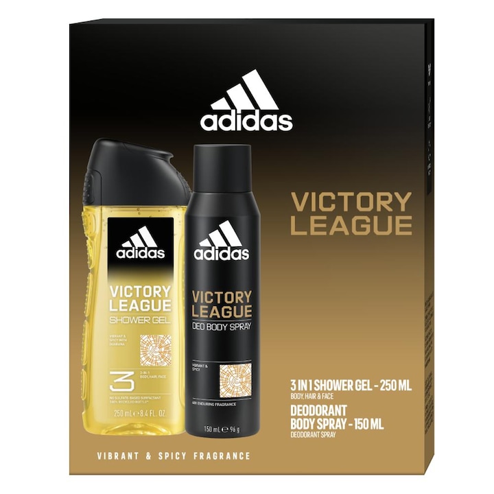 Set Cadou Adidas Victory League: Deodorant, 150 ml + Gel de dus, 250 ml