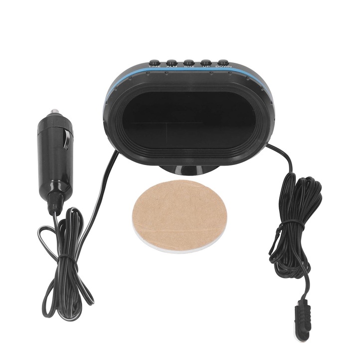 Autós digitális óra hőmérővel és voltmérővel, Jormftte, nagy LCD kijelző, háttérvilágítás, 12-24V, narancs kékkel