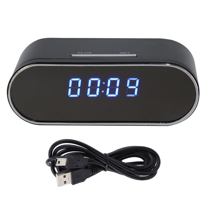 Jormftte mini kémkamera, mozgásriasztó, audio-video felvétel, széles látószög, fekete