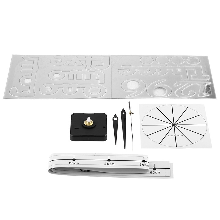 Jormftte modern dekoratív falióra, 3D, ezüst, öntapadós, halk működésű, szerelőkészlettel