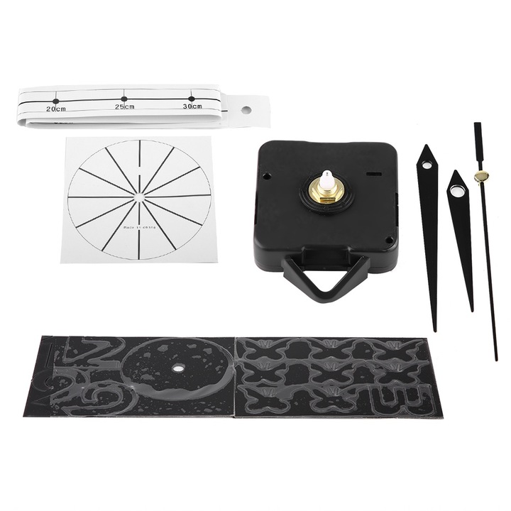 Jormftte 3D dekoratív óra, fekete, zajmentes, barkács szerelés, változtatható méretek