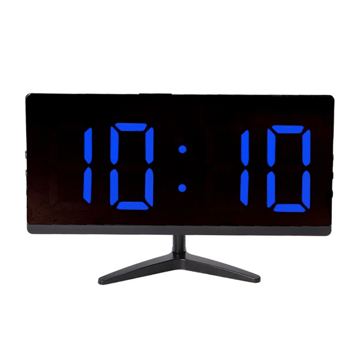 Jormftte dekoratív óra, digitális LED ébresztőóra, hőmérséklet kijelző, USB töltés, fekete