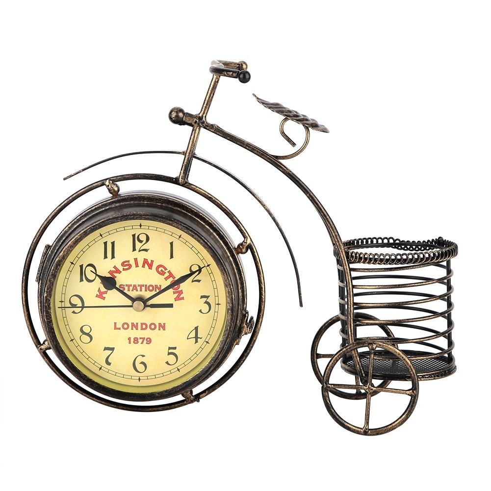 Ceas decorativ tricycle vintage, Mmgoqqt, suport pentru pixuri