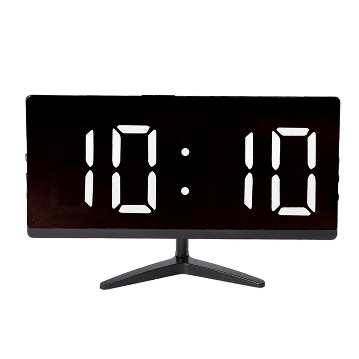 Jormftte dekoratív óra, digitális LED ébresztőóra, hőmérséklet kijelző, USB töltés, fehér/fekete