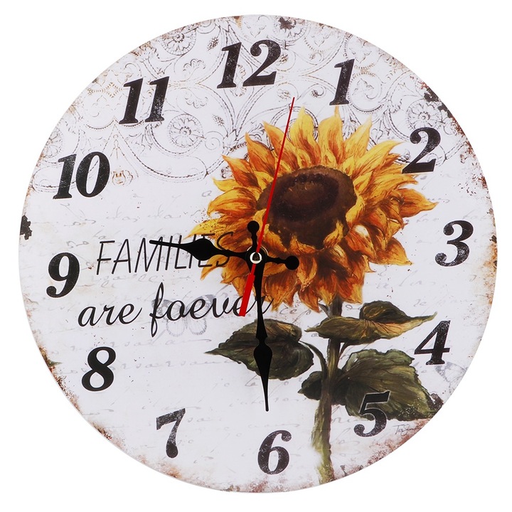 Jormftte dekoratív óra, rusztikus design, arab számok, fehér, 30x30cm