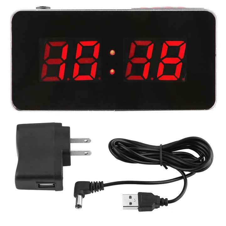 Jormftte dekoratív óra, LED számlap, nagyméretű kijelző, piros, 5''