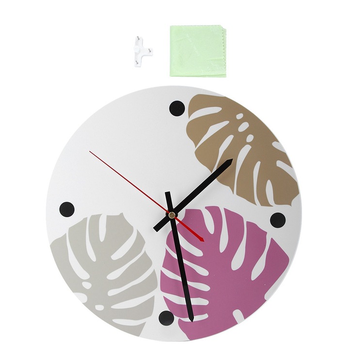 Jormftte dekoratív fa falióra, csendes szerkezettel, természetes fa számlappal, vízálló, 30x30cm