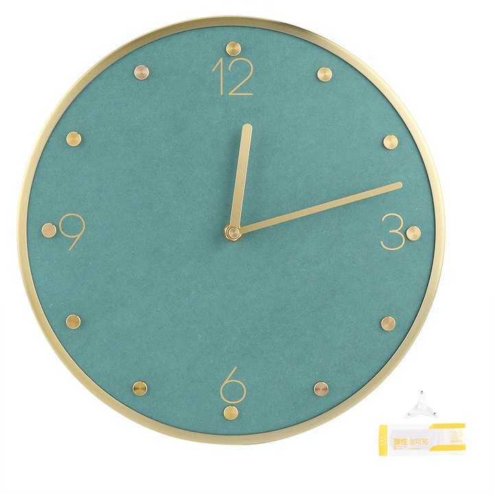 Jormftte dekoratív falióra, modern európai stílusú, MDF számlap, alumínium inga, zöld, 30x30cm