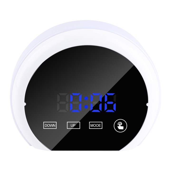 Jormftte dekoratív ébresztőóra, LED kijelző, többszínű éjszakai fény, 12/24 órás kijelzés, kék színű