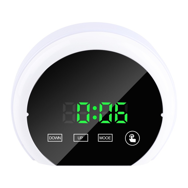Jormftte dekoratív ébresztőóra, LED kijelzővel, színes éjszakai fénnyel, zöld