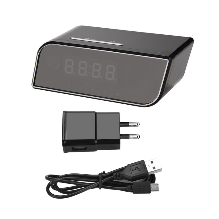 Jormftte dekoratív óra vezeték nélküli biztonsági kamera HD 1080P, videofelvétel, mozgásérzékelés, éjjellátó, fehér