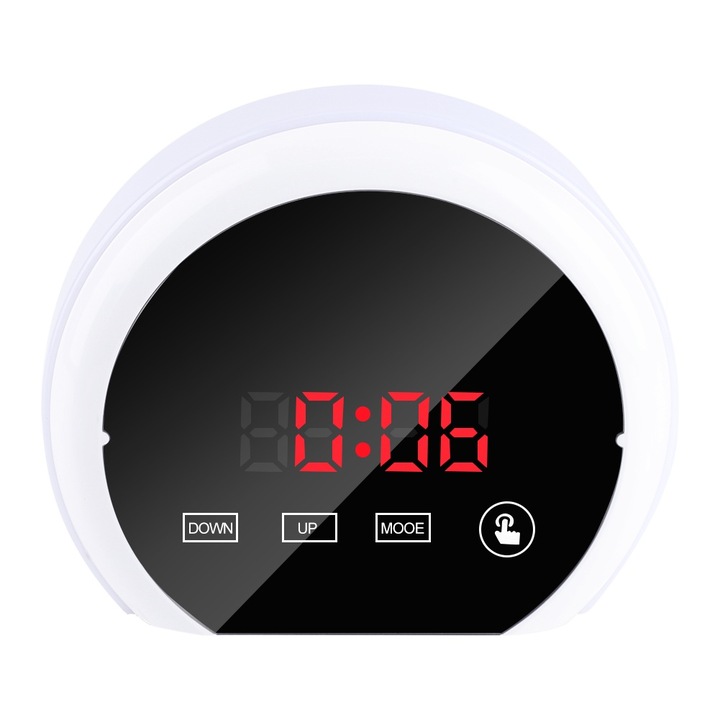 Jormftte dekoratív óra ébresztővel, LED kijelzővel, színes éjszakai fénnyel, piros