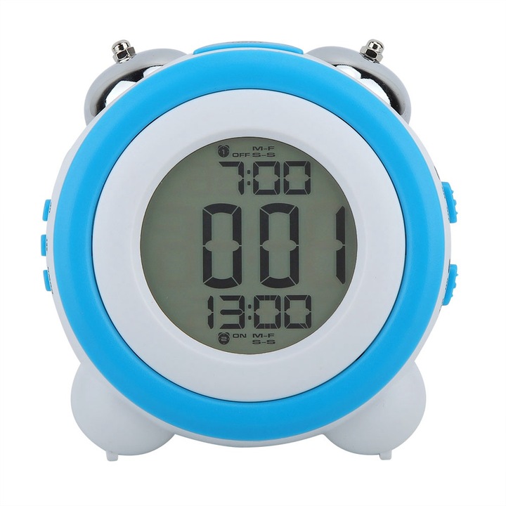 Jormftte falióra, dupla ébresztő, egyszerű design, hőmérő és páratartalom funkció, fehér szín, méretei 20x10cm