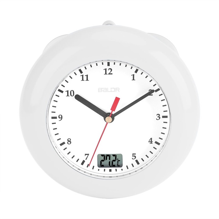 Jormftte dekoratív óra fürdőszobába, vízálló, hőmérséklet kijelzővel, fehér