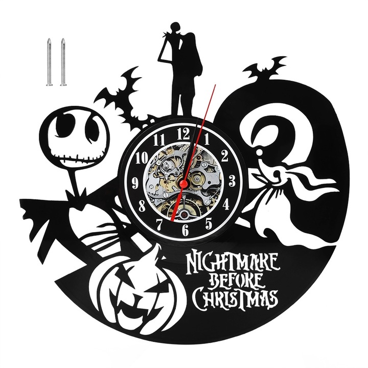 Jormftte dekoratív óra, Love Story modell, bakelit design, nagy pontosságú vágás, többszínű, 30x30cm