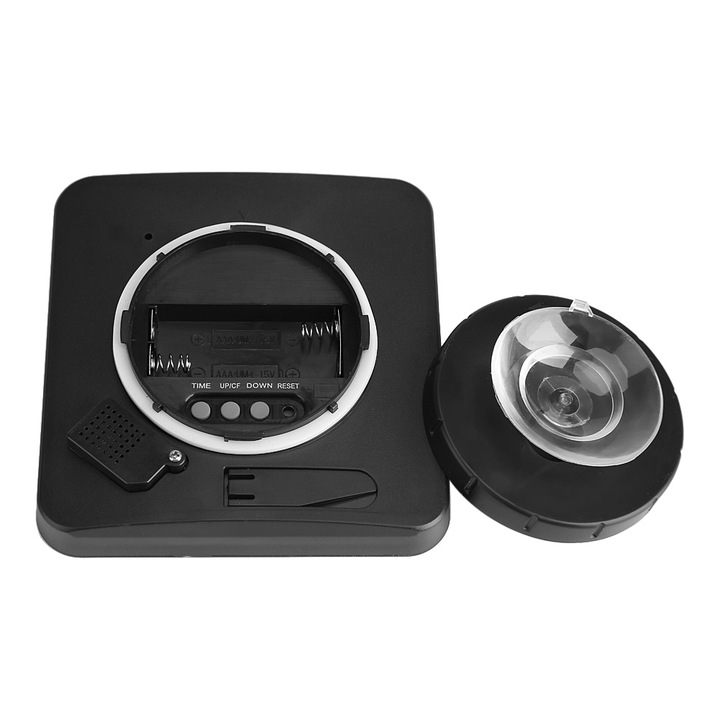 Jormftte dekoratív fürdőszobai óra, digitális, nagy LCD kijelzővel, időzítő funkcióval, fekete