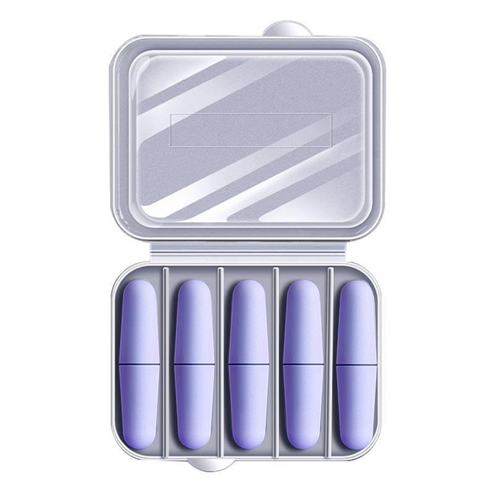 Set 10 dopuri de urechi, pentru somn, bricolaj, anularea zgomotului, spuma poliuretanica, violet