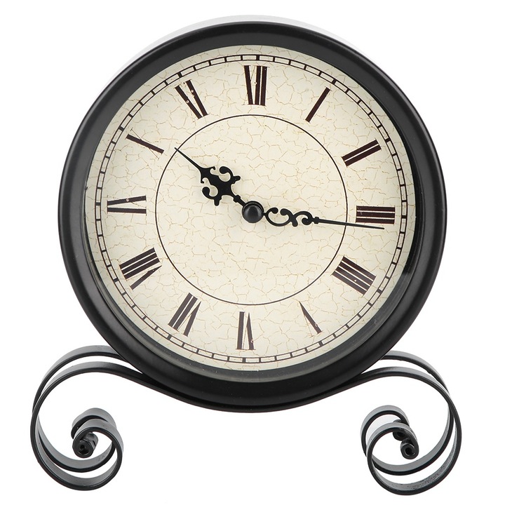 Jormftte Dekoratív Óra, Asztali Óra, Vintage Stílusú, Fém, 30x30cm