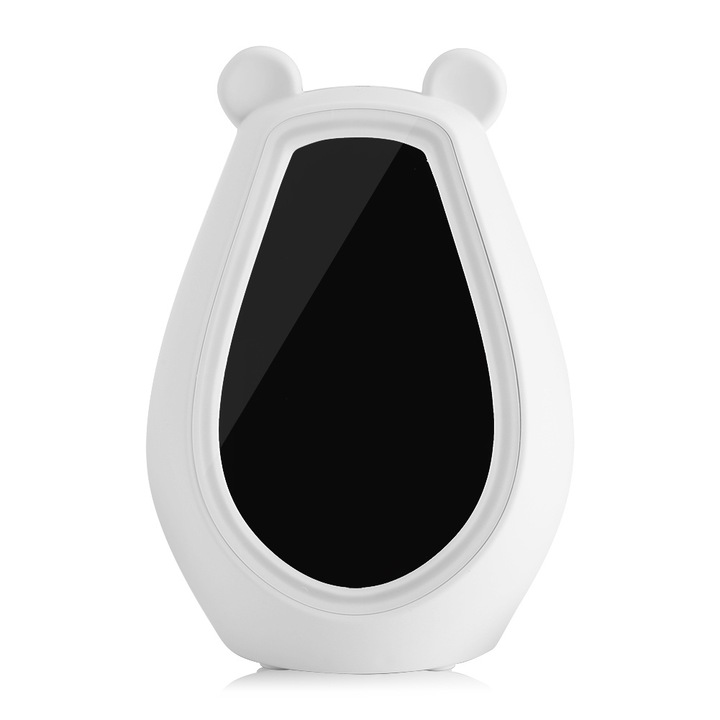 Jormftte digitális dekoratív óra tükörrel, ébresztővel, Bluetooth kapcsolattal, éjszakai fénnyel, USB töltéssel, fehér