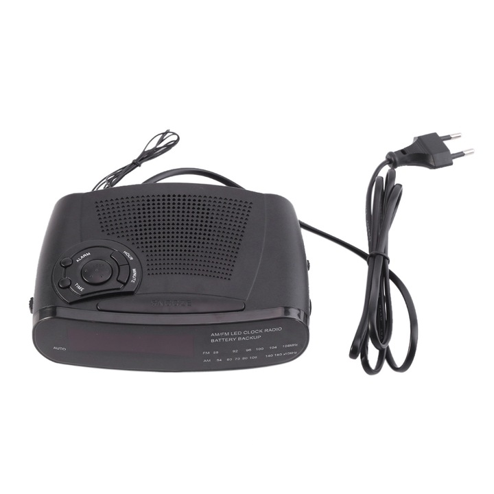 Digitális ébresztőóra AM/FM rádióval, Jormftte, piros LED kijelző, szundi funkció, 110V-240V