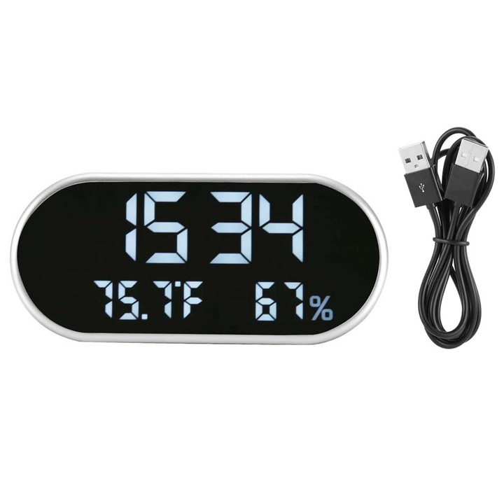 Digitális ébresztőóra LED kijelzővel, Jormftte, memória funkció, fehér, 3 riasztás