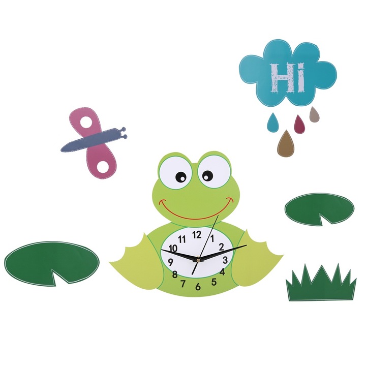 Jormftte dekoratív óra, béka design, csendes mechanizmus, ésszerű méretek, hordozható