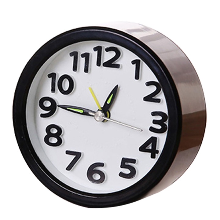 Jormftte dekoratív óra, néma riasztás, kerek design, fekete, kis méret