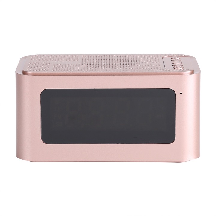 Jormftte többfunkciós digitális ébresztőóra, Bluetooth, szuper hangos, rózsaarany, TF és U lemez támogatással