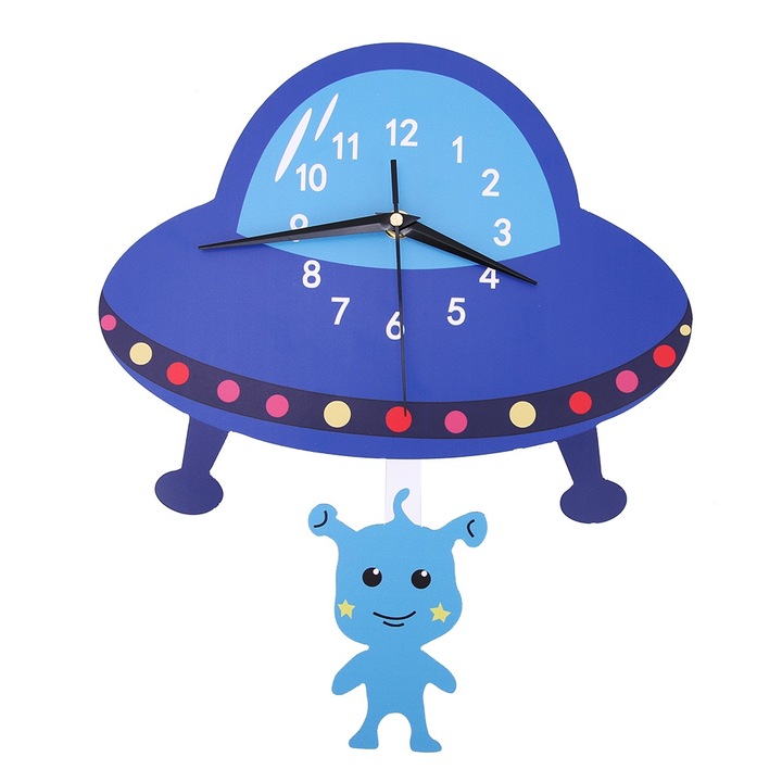 Jormftte dekoratív ingaóra, modern design, rajzfilm forma, gyerekszobába, 30x30cm