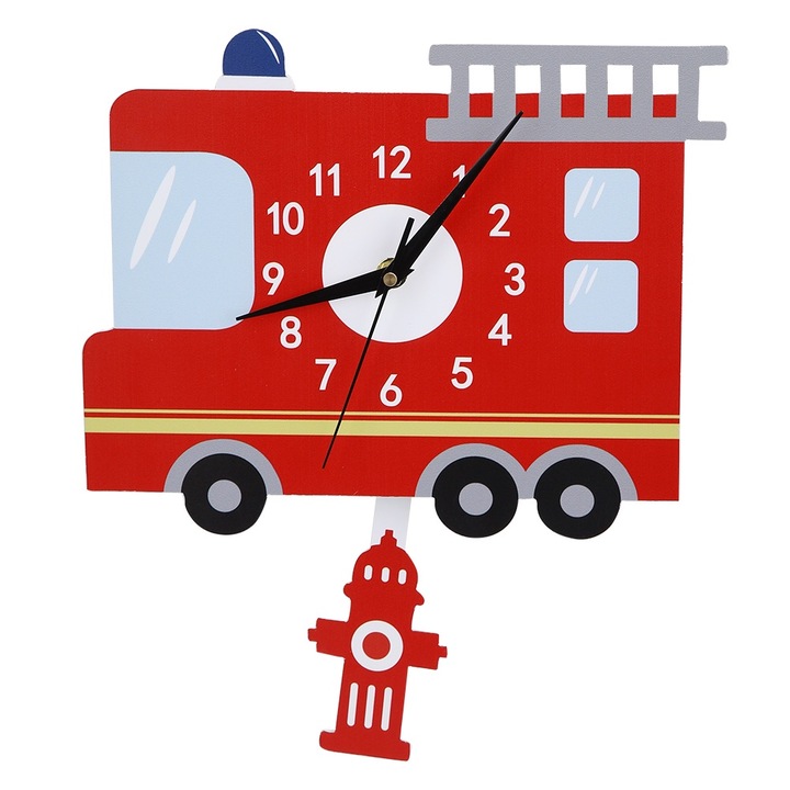 Dekoratív műanyag óra autó mintával, Jormftte, környezetbarát, csendes, gyerekeknek, 30x30cm