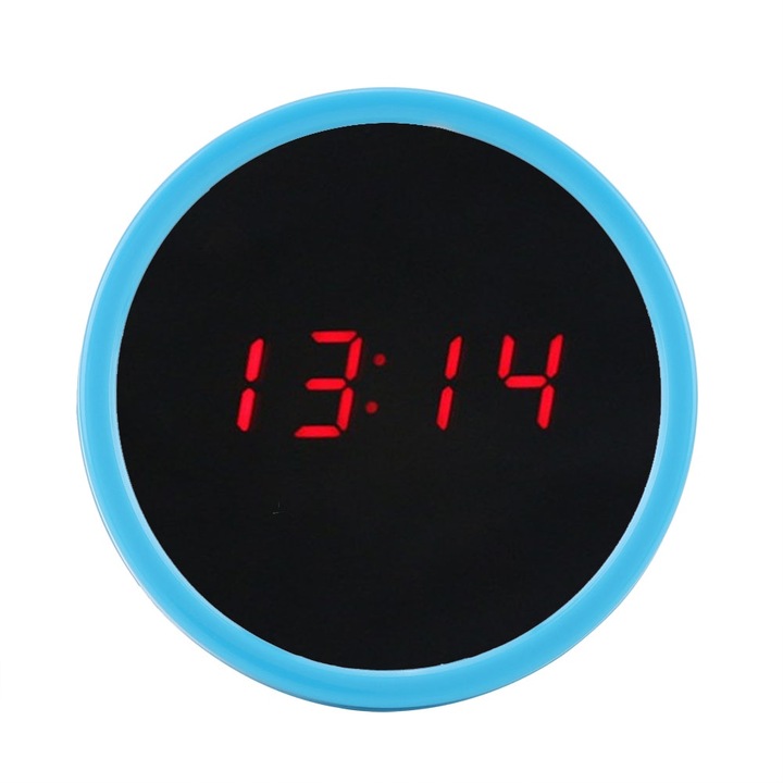 Jormftte dekoratív óra, asztali ébresztőóra, LED kijelző, kék színű, mini méretek