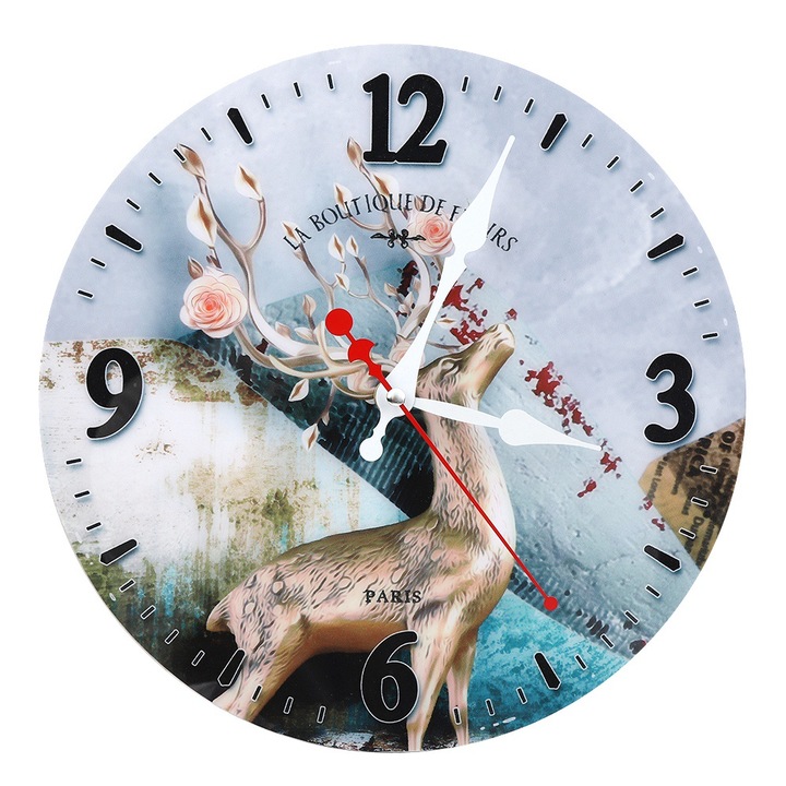 Jormftte dekoratív óra, elektromos ébresztőóra, retro design, akril, öntapadós, 30x30cm