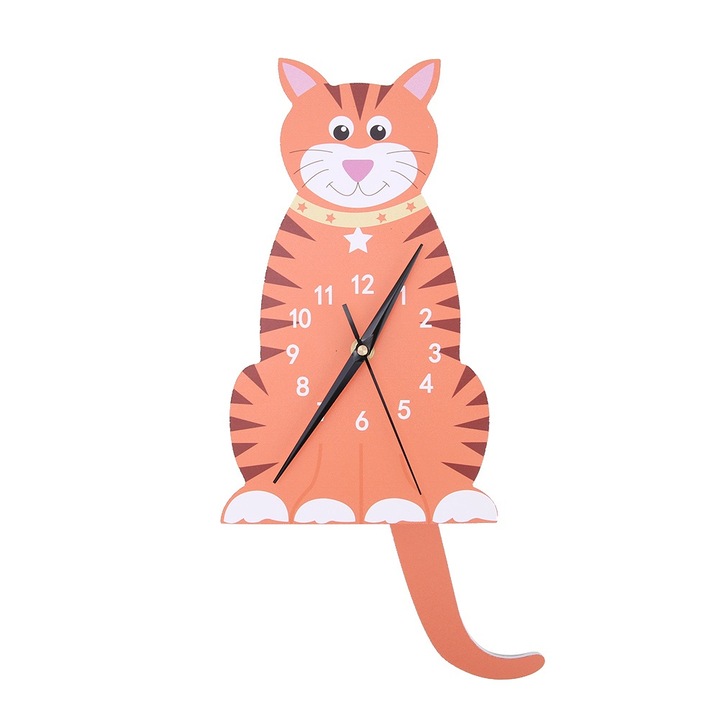 Jormftte dekoratív óra, macskás falióra, elegáns design, környezetbarát, 30x30cm