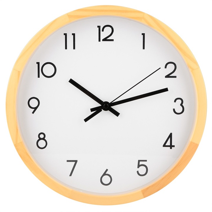 Jormftte Dekoratív falióra tömör fából, átlátszó üveggel, egyszerű design, 30x30cm