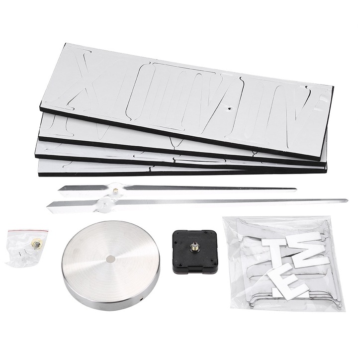 Jormftte dekoratív falióra, 3D, ezüst, vízálló EVA anyag, öntapadós