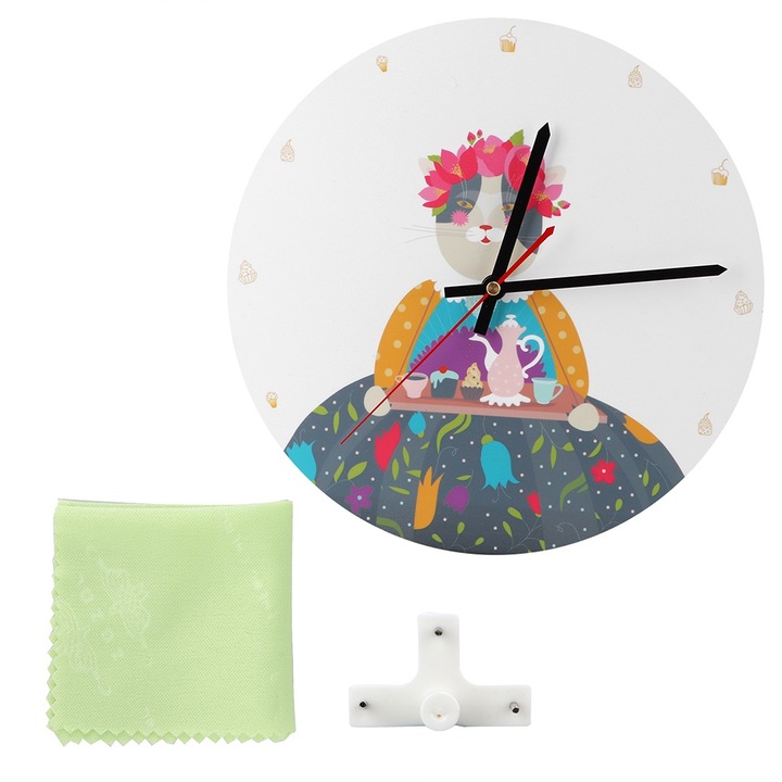 Jormftte dekoratív óra, retro falióra, fém, csendes, 30x30cm, fehér