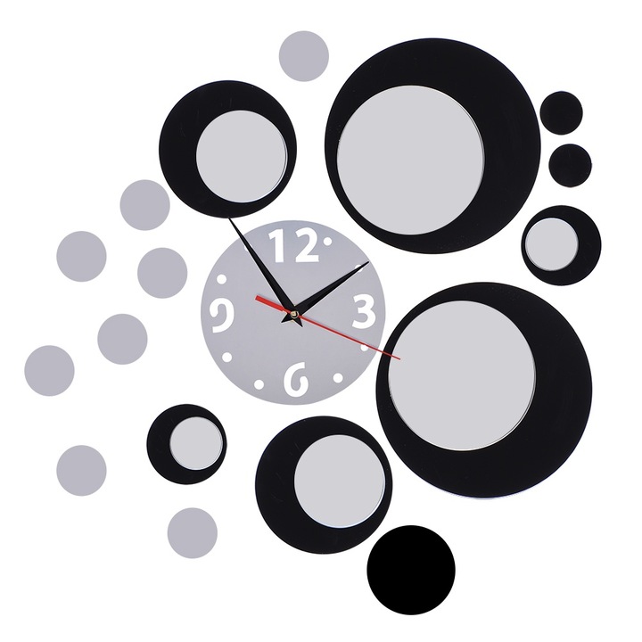 Jormftte dekoratív óra, 3D, tükör, vízálló, szett