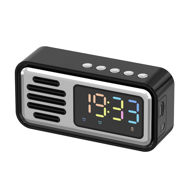 Boxa portabila Jormftte, lampa de masa cu LED, senzor tactil, conectare Bluetooth, neagra